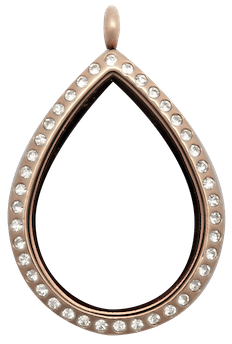Locket Rose Gold Raindrop with Crystals image 0