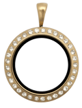 Gold Medium Round with Crystals Locket image 0