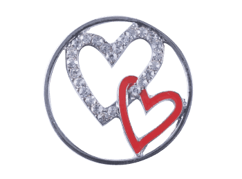 Large Plate - 2 Joining Hearts 1 Crystal 1 Red