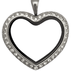 Locket Silver Standard Heart with Crystals