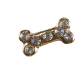 Dog Bone - Gold with Clear Crystals