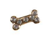 Dog Bone - Gold with Clear Crystals