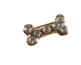 Dog Bone - Gold with Clear Crystals