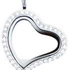 Locket Silver Sweet Heart with Crystals