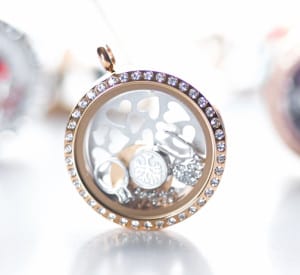 Gold locket with crystals
