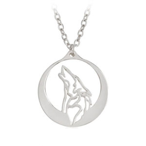 Spirit Animals-Howling Wolf Pendant Necklace Silver