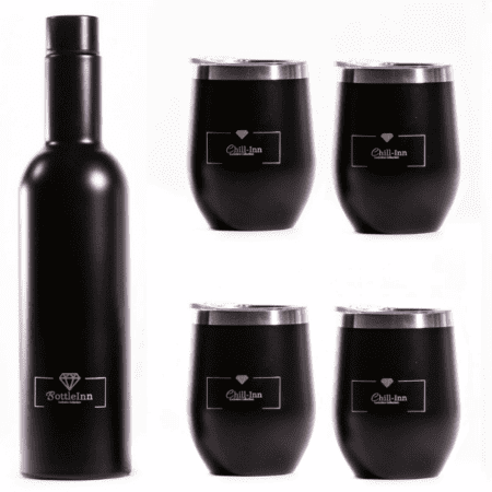 Insulated Decanter And Chill-Inn Goblet In Matt Black - INNsulated Party Gift Set